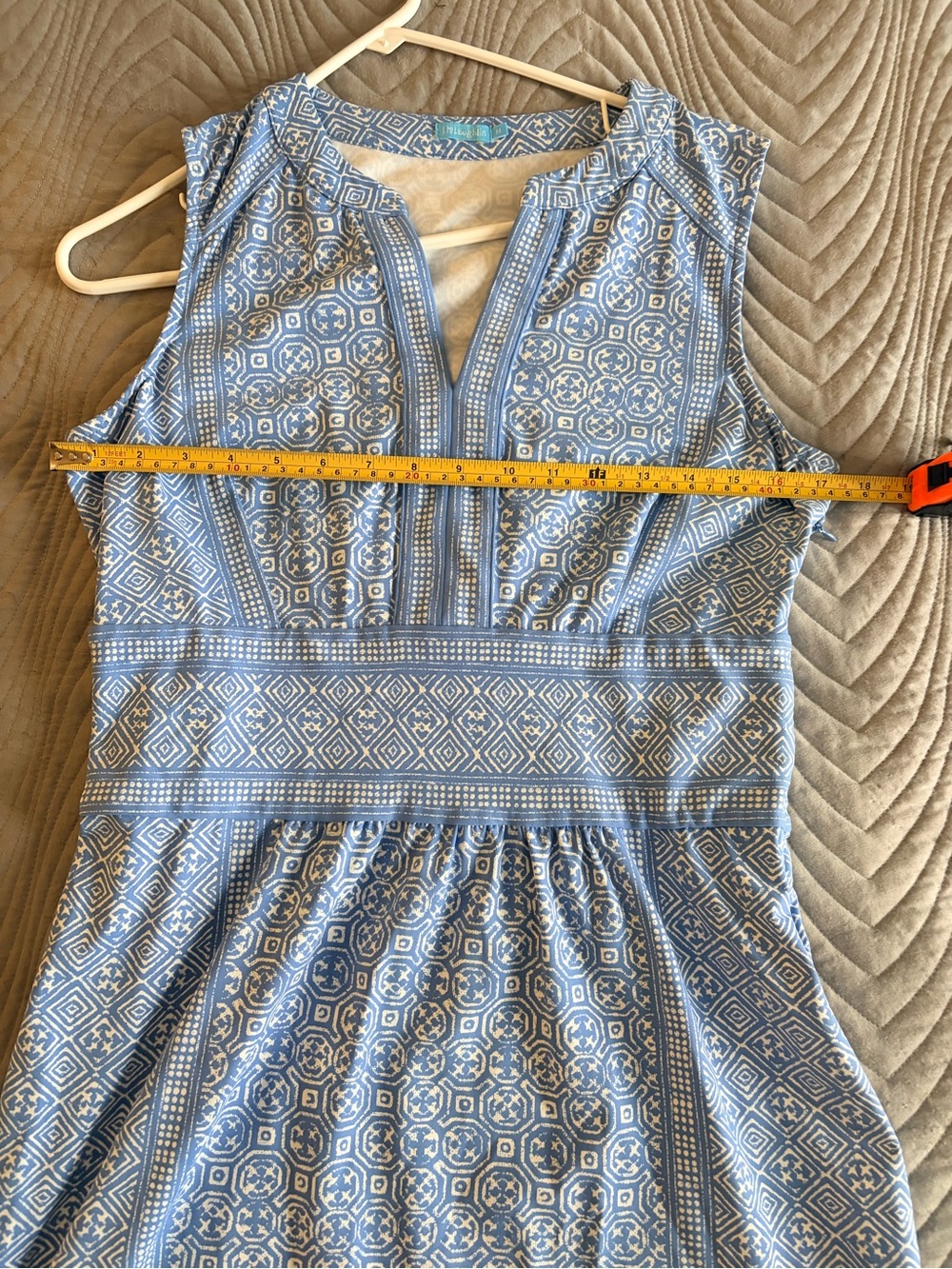 J. McLaughlin Blue Printed Sleeveless Midi Dress - Picture 9 of 11